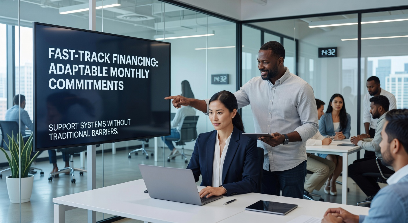 Support systems enabling adaptable monthly commitments in fast-track financing
