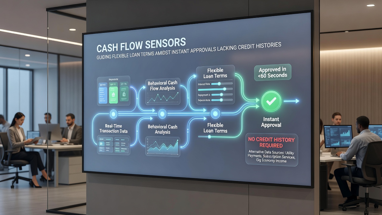 Dashboard interface displaying flexible loan adjustments based on live cash flow sensor readings