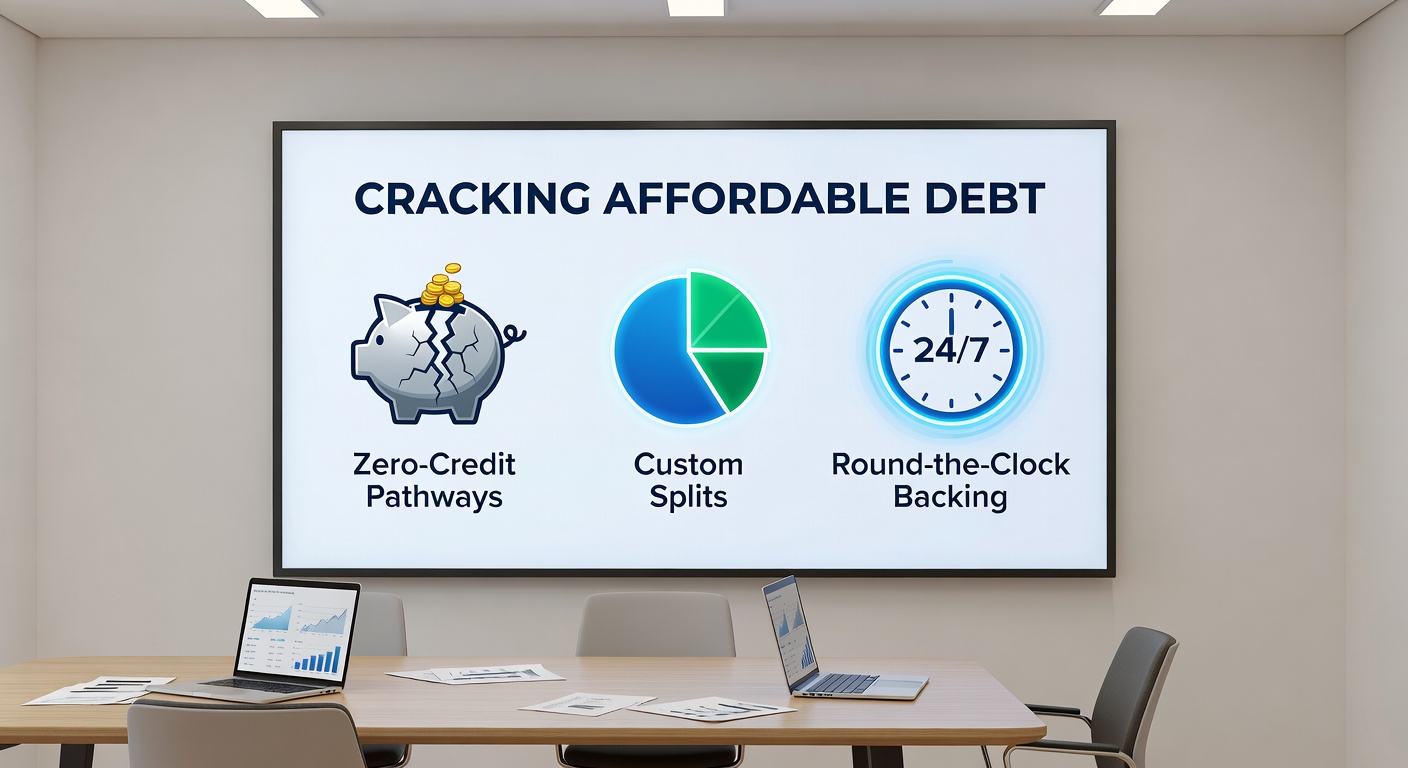 Diagram showing customizable debt payment splits adapting to fluctuating incomes over time