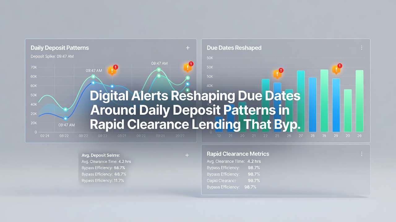 Flowchart illustrating how daily deposit data feeds into alert systems that recalibrate repayment dates for barrier-free loans