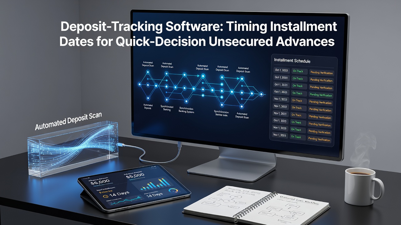 Deposit-tracking software interface displaying real-time bank deposit synchronization for installment scheduling