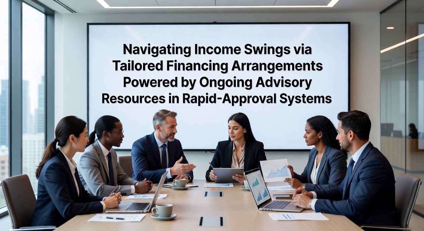 Illustration of income fluctuations balanced through customized financing tools and advisory support in fast approval lending environments