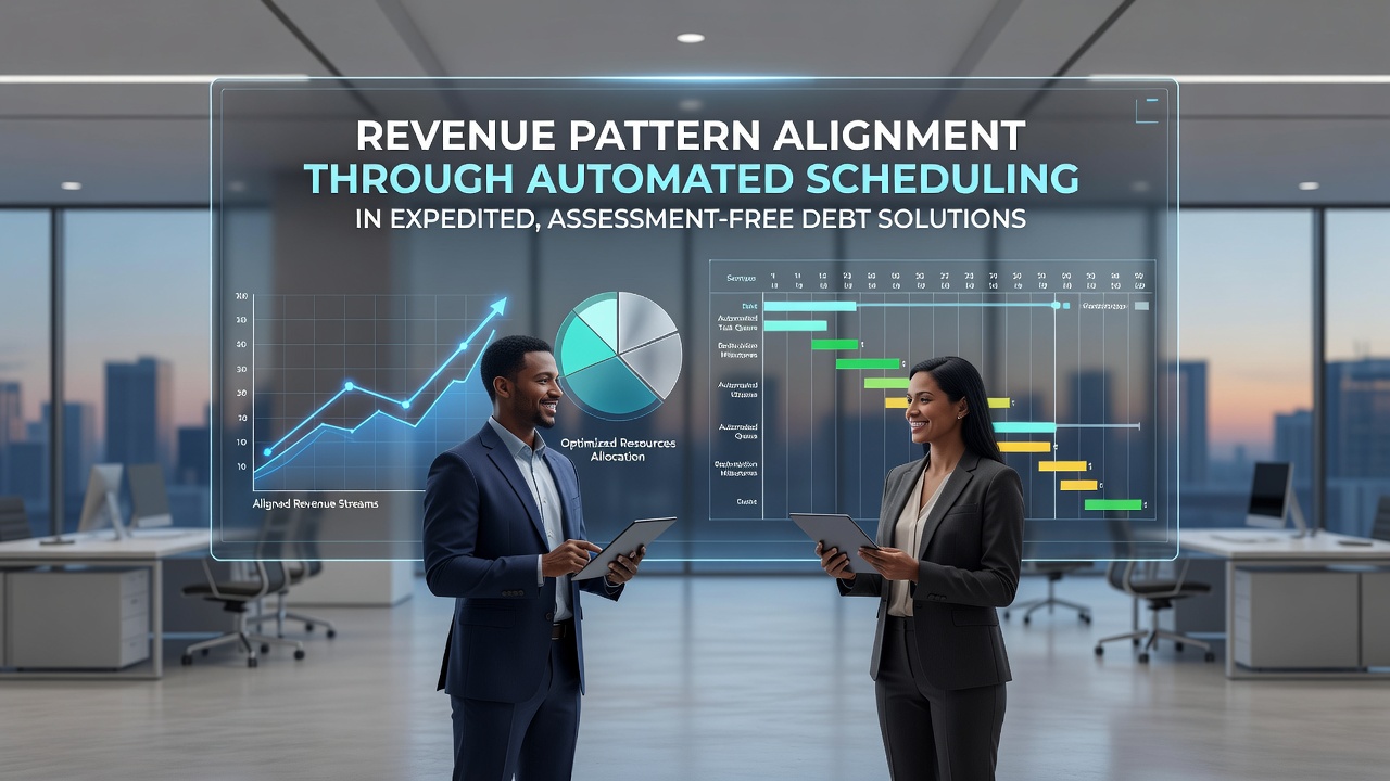Automated scheduling dashboard displaying revenue-aligned payment adjustments in assessment-free debt platforms