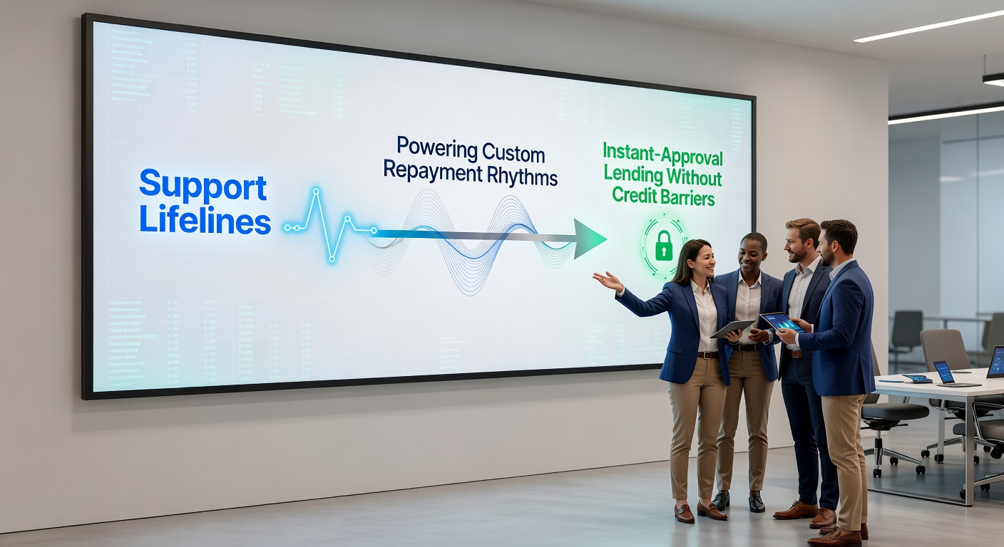 Visual representation of borrowers accessing instant approval loans with flexible support and custom repayment options displayed on digital interfaces