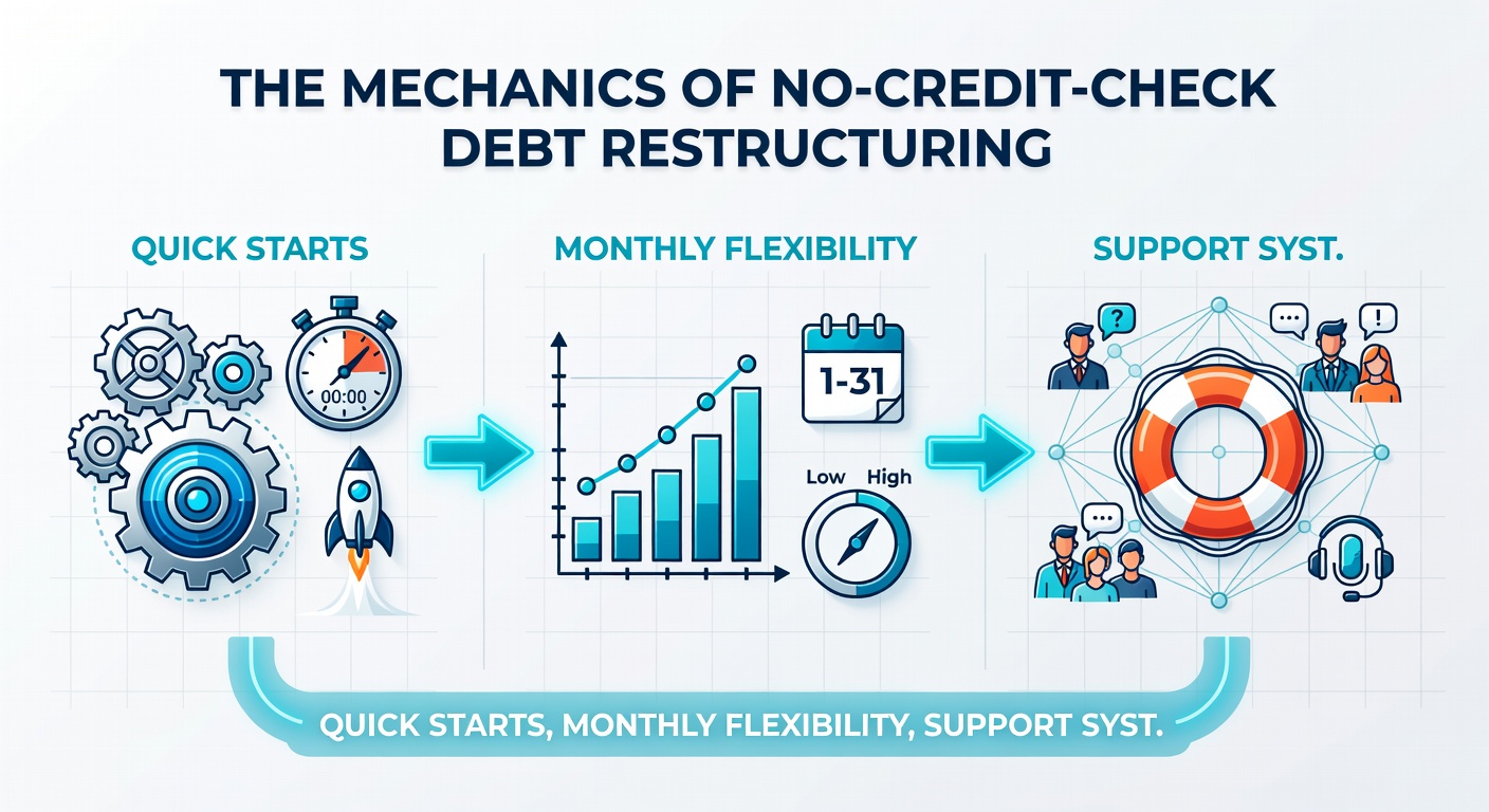 Visual representation of adjustable monthly payment sliders and support icons in a debt management dashboard